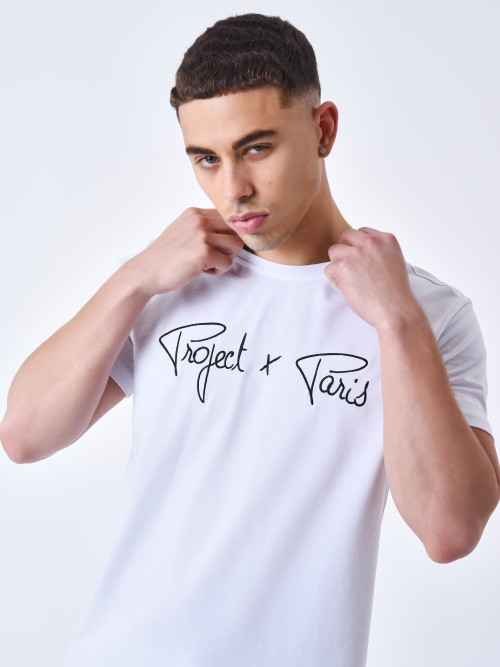 Tee-shirt basic broderie Essentials Project X Paris - Blanc