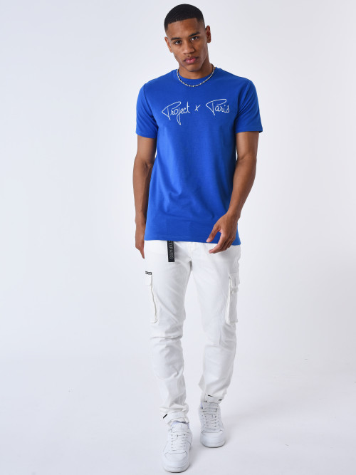 T-Shirt mit Basic-Stickerei Essentials Project X Paris - Elektrisches Blau