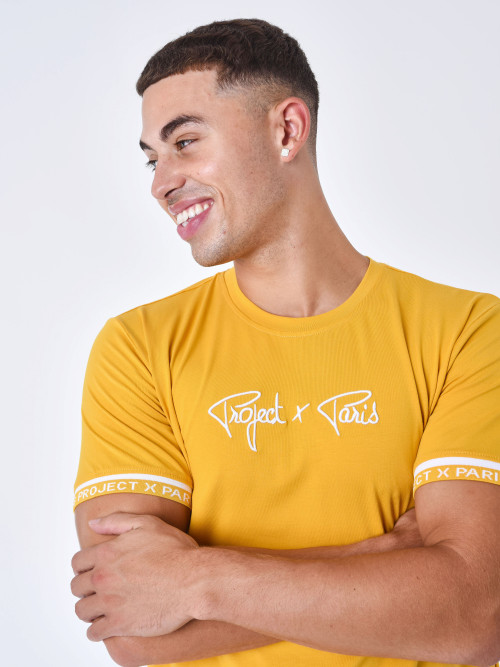 Tee shirt logo brodé en relief - Mustard