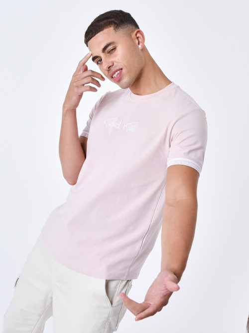 T-shirt com logógênero bordado - Cor-de-rosa claro