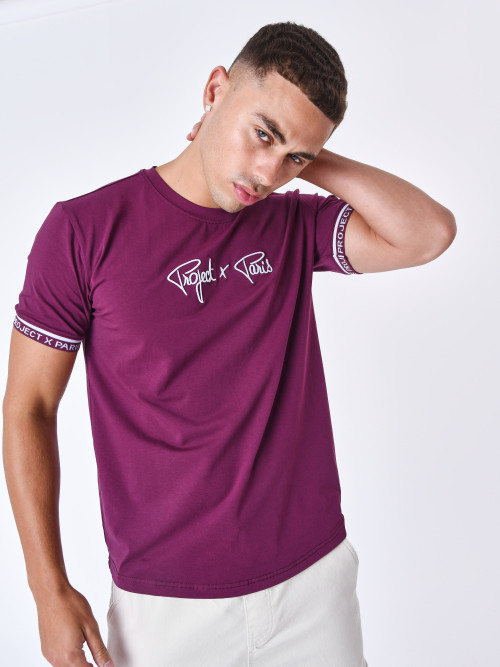 T-Shirt mit aufgesticktem Logo - Violett