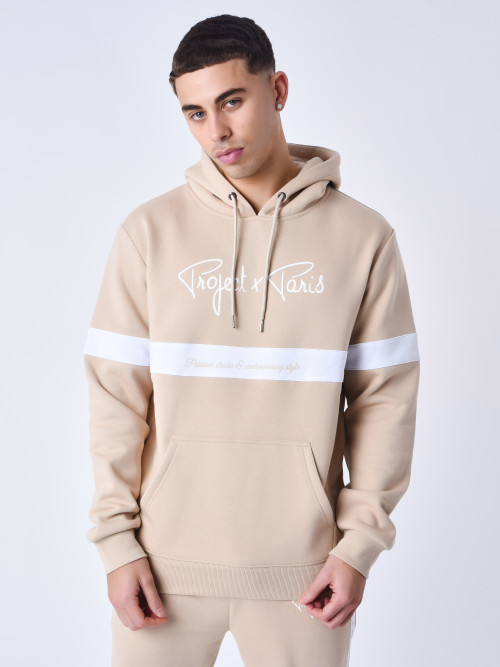 Signature hoodie with white band - Beige