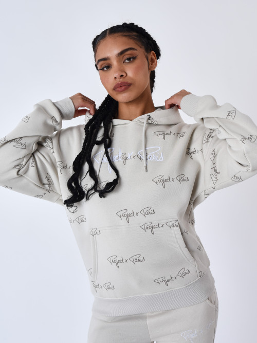 All-over signature hoodie - Greige