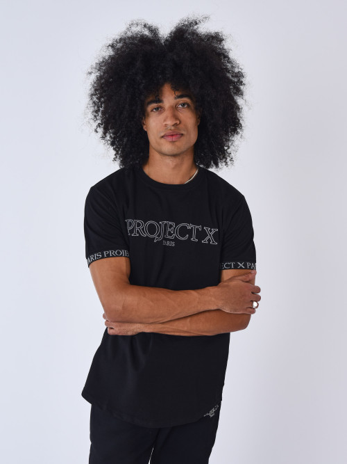 T-shirt com bordado de contorno - Preto