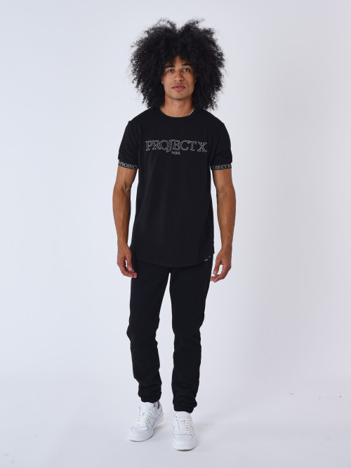 Camiseta con contorno bordado - Negro