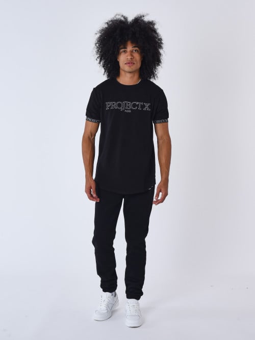 Contour embroidery tee shirt - Black