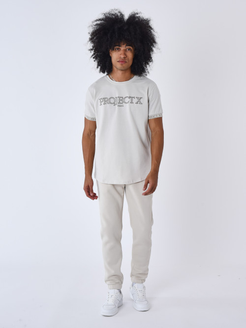 Contour embroidery tee shirt - Greige