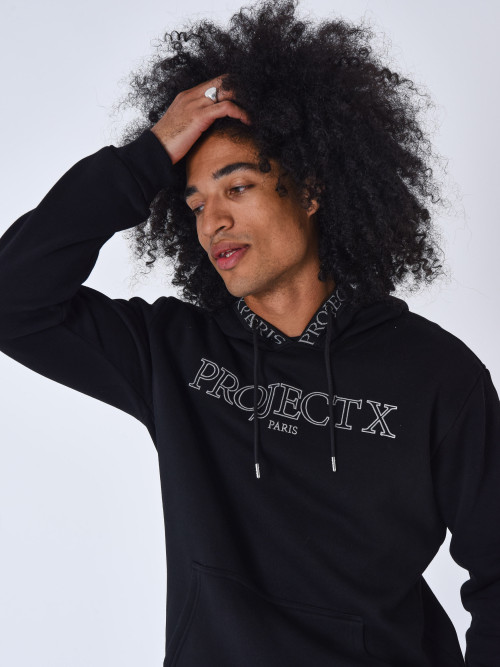 Contour Embroidered Hoodie - Black