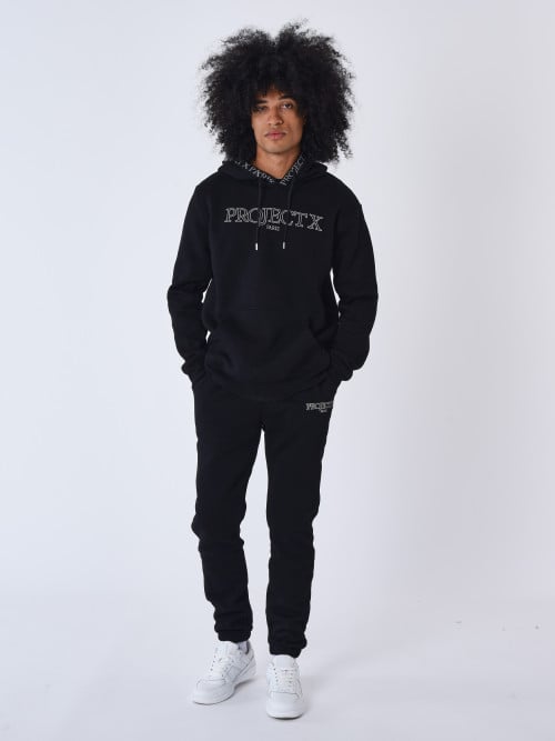 Contour Embroidered Hoodie - Black