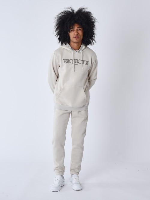 Contour Embroidered Hoodie - Greige