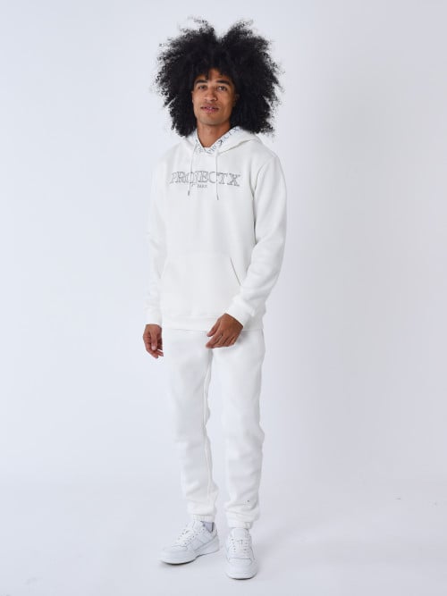 Contour Embroidered Hoodie - Off-white
