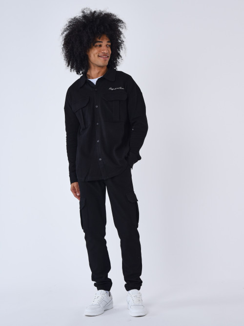Textured cargo with pockets - Black