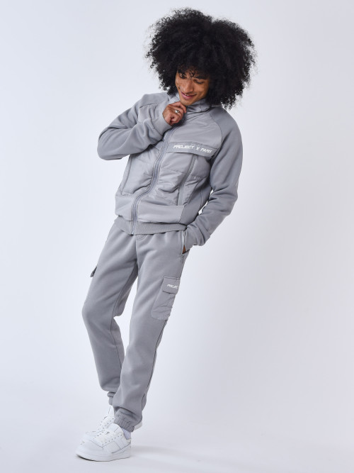 Jogging bottoms with bimaterial insert - Light grey