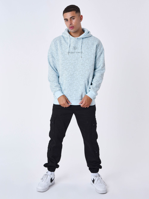 All-over labyrinth hoodie - Ice blue