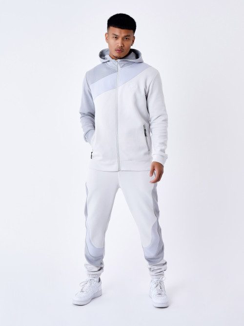 Colorblock zipped hoodie - Light grey