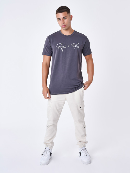 Essentials Project X Paris basic embroidery tee-shirt - Anthracite
