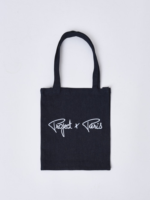 Embroidered canvas totebag - Blue