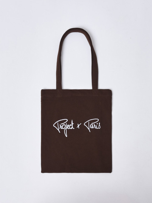 Totebag in embroidered fleece - Brown