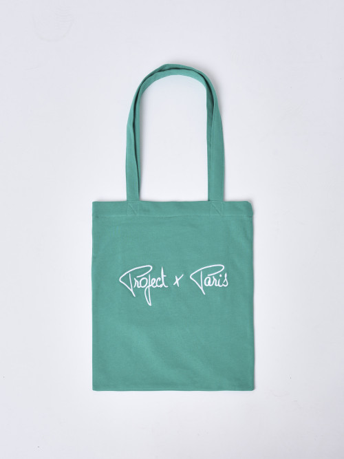 Totebag in embroidered fleece - Green