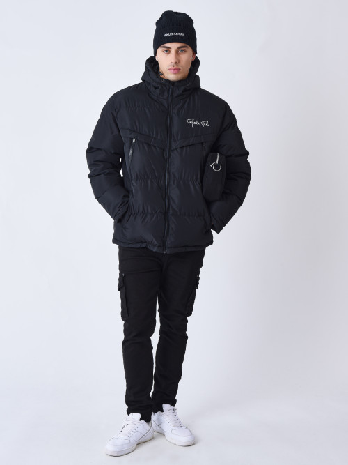 Jacket with pockets and hood - Black