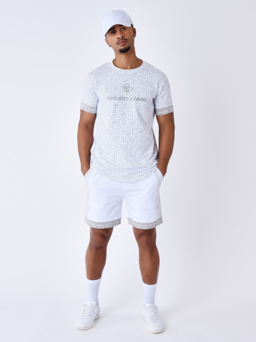 T-Shirt mit Labyrinth-Aufdruck - Weiß