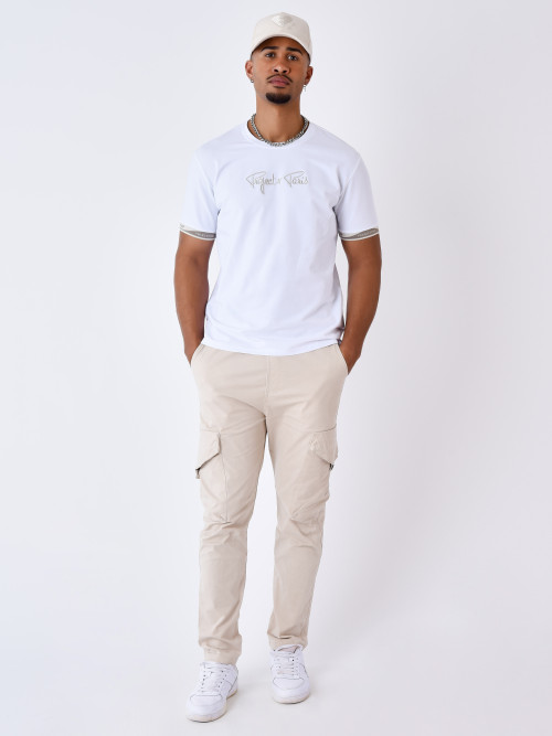 T-Shirt Klassisch Rippstrick wavy - Weiß