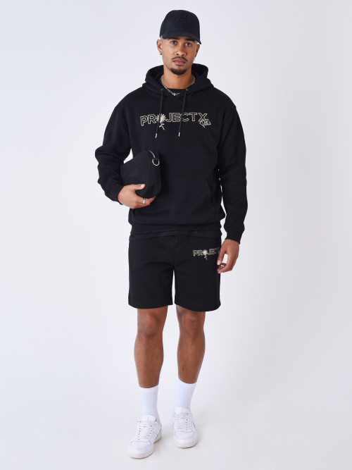 Daisy embroidered hoodie - Black