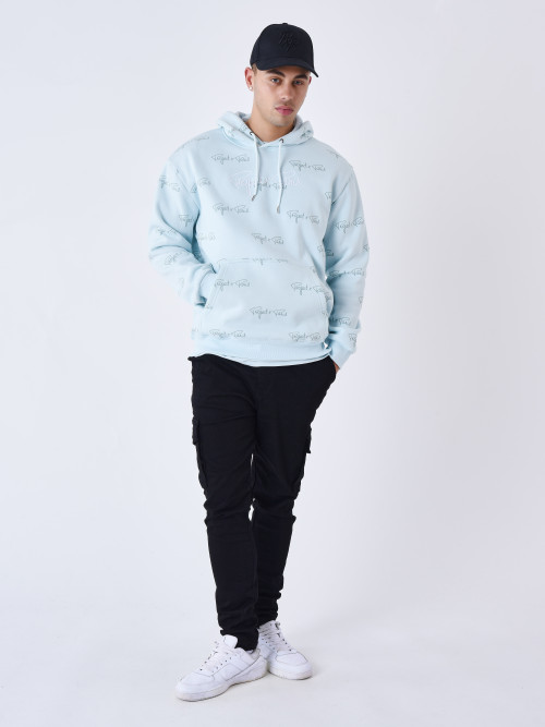 All-over signature printed hoodie