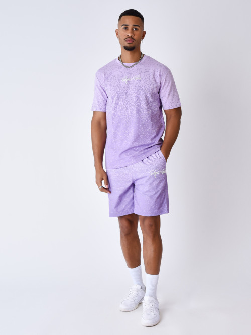 T-shirt com estampado em spray - Púrpura