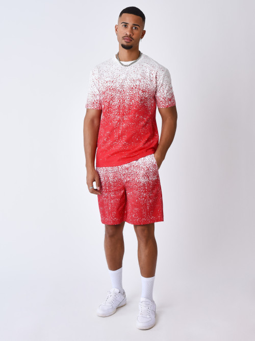 Spray printed tee shirt - Red
