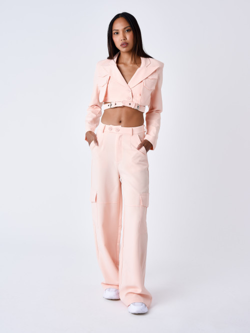 Cargo-style tailored pants - Pale peach