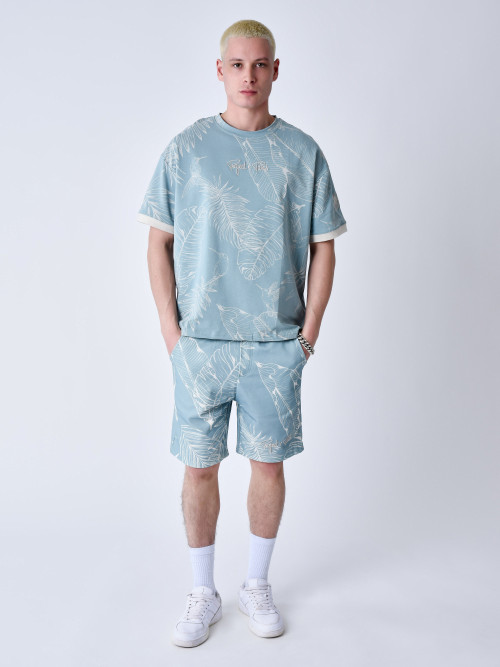Luxuriant printed T-shirt - Blue green