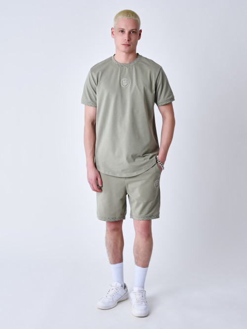 Woven labyrinth tee shirt - Olive