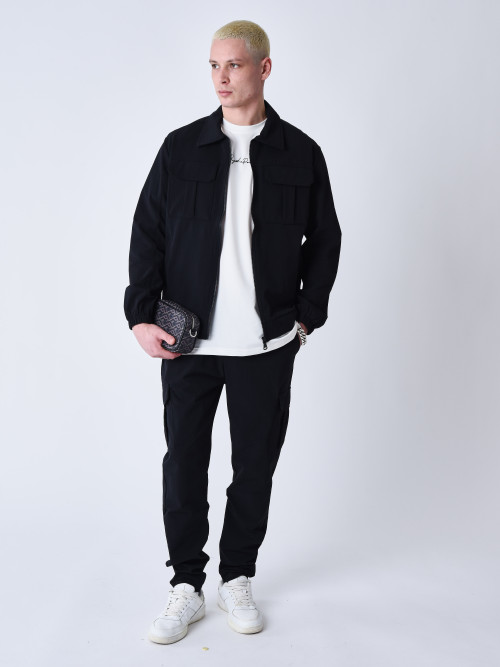 Workwear funnel-neck jacket - Black