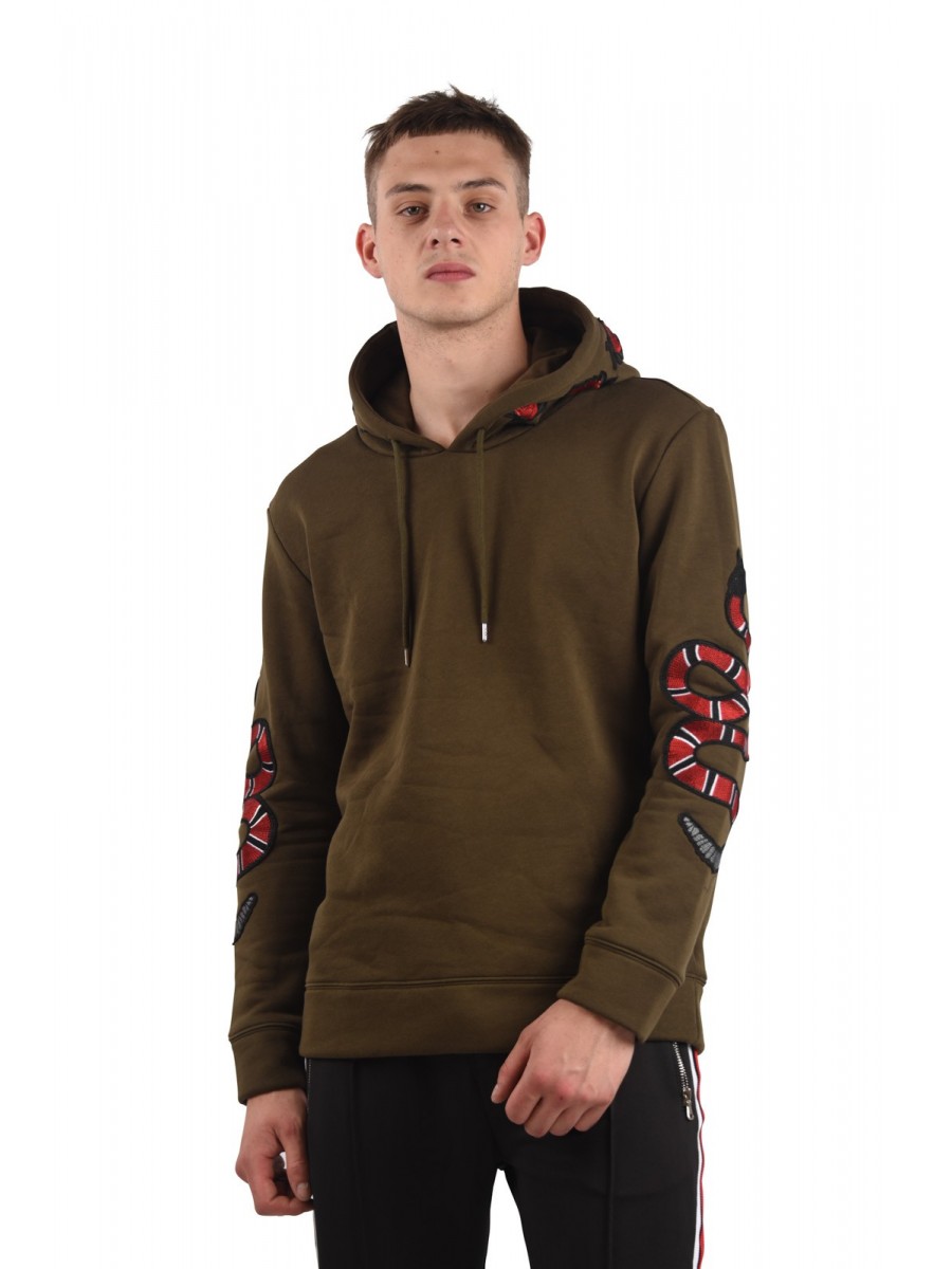 Hoodie with Patch Snake & Rose