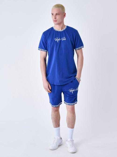 Embroidered logo tee shirt - Electric blue