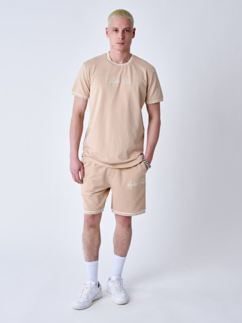 Embroidered logo shorts - Putty