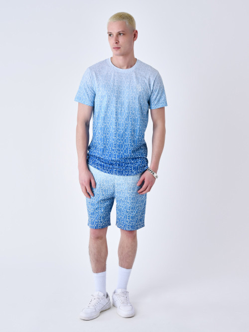 Two-tone all-over gradient tee shirt - Ice blue