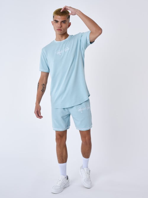 Embroidered logo tee shirt - Turquoise