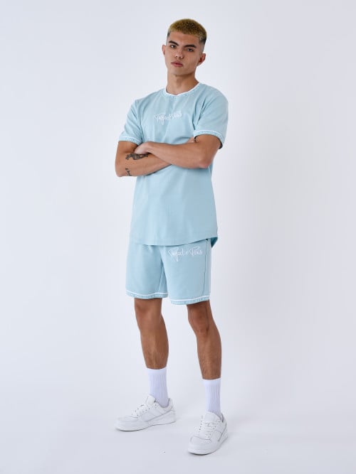 Embroidered logo shorts - Turquoise