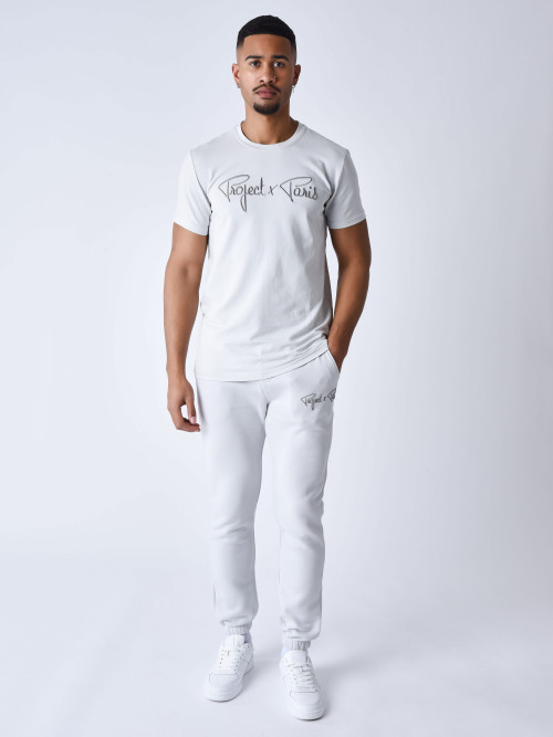 T-shirt básica bordada Essentials Project X Paris - Pedra clara
