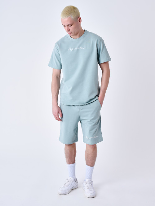 Classic embroidered tee shirt - Blue green