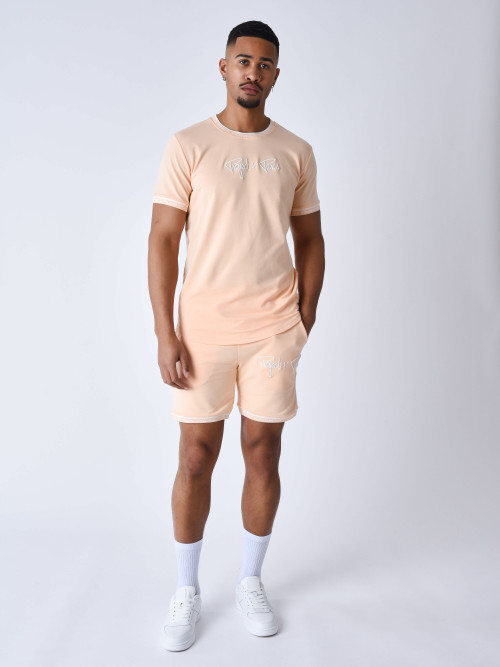 Shorts mit aufgesticktem Logo - Pale peach