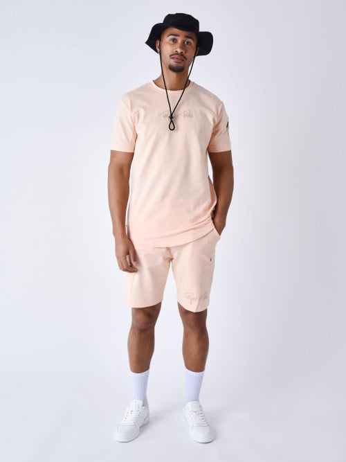 Technical tee shirt with cut-outs - Pale peach
