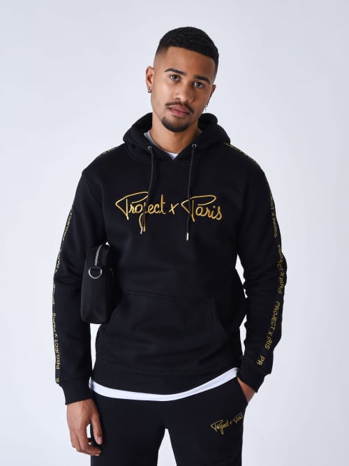 Embroidered logo hoodie - Black