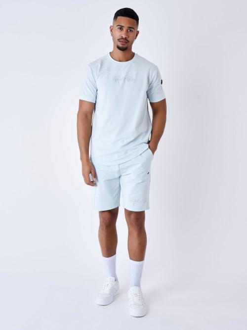 Technical shorts with cut-outs - Ice blue