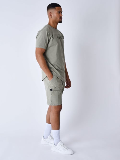 Technical shorts with cut-outs - Olive