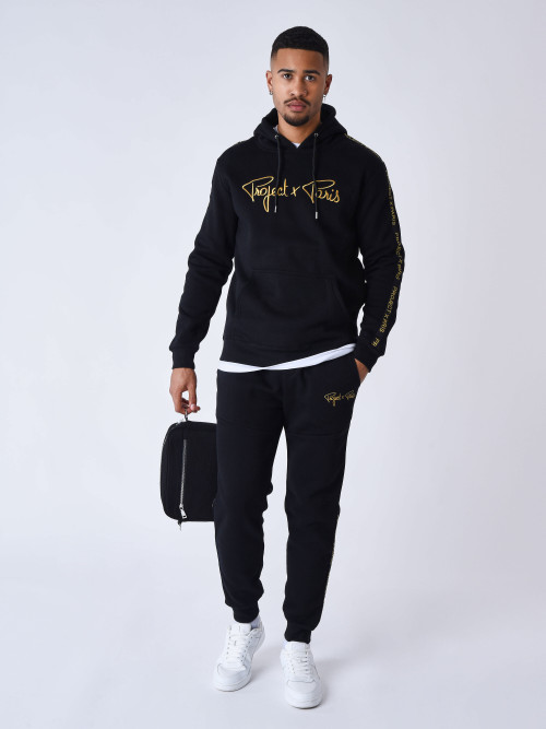 Embroidered band jogging bottoms