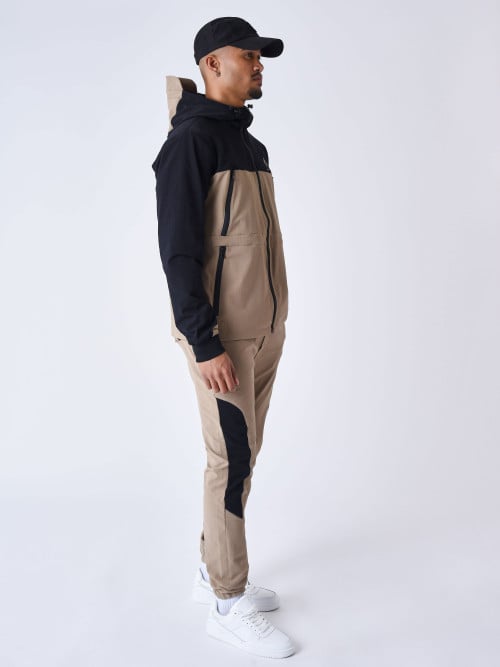 Bi-color techwear Jogging bottoms - Beige