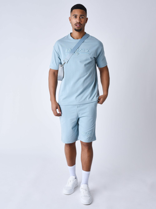 Classic embroidered tee shirt - Grey blue